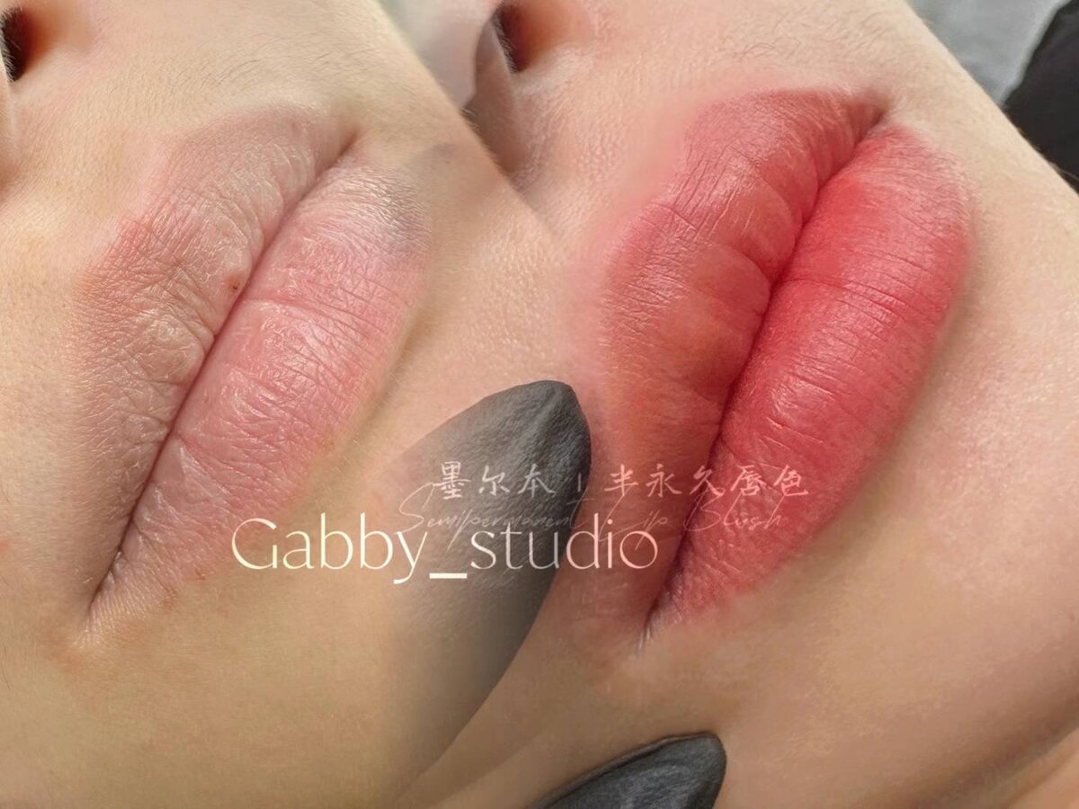 Lip blush tattooing results Melbourne - natural lip color enhancement