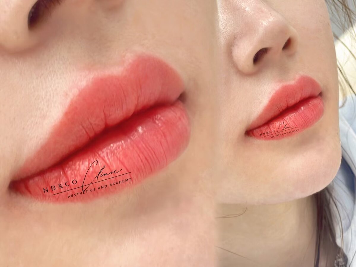Lip blush before and after Melbourne - semi-permanent lip tattooing