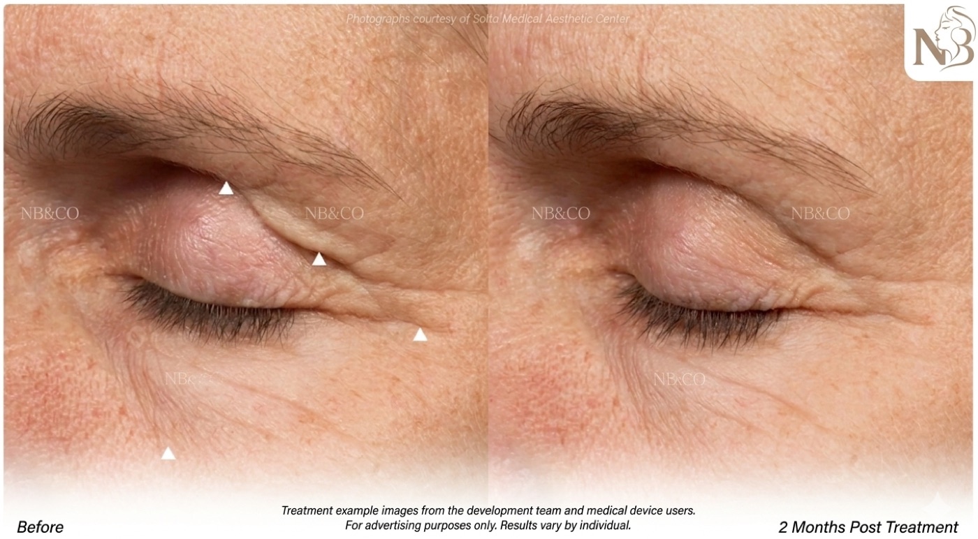 Thermage official result: eye-area fine lines softened 2